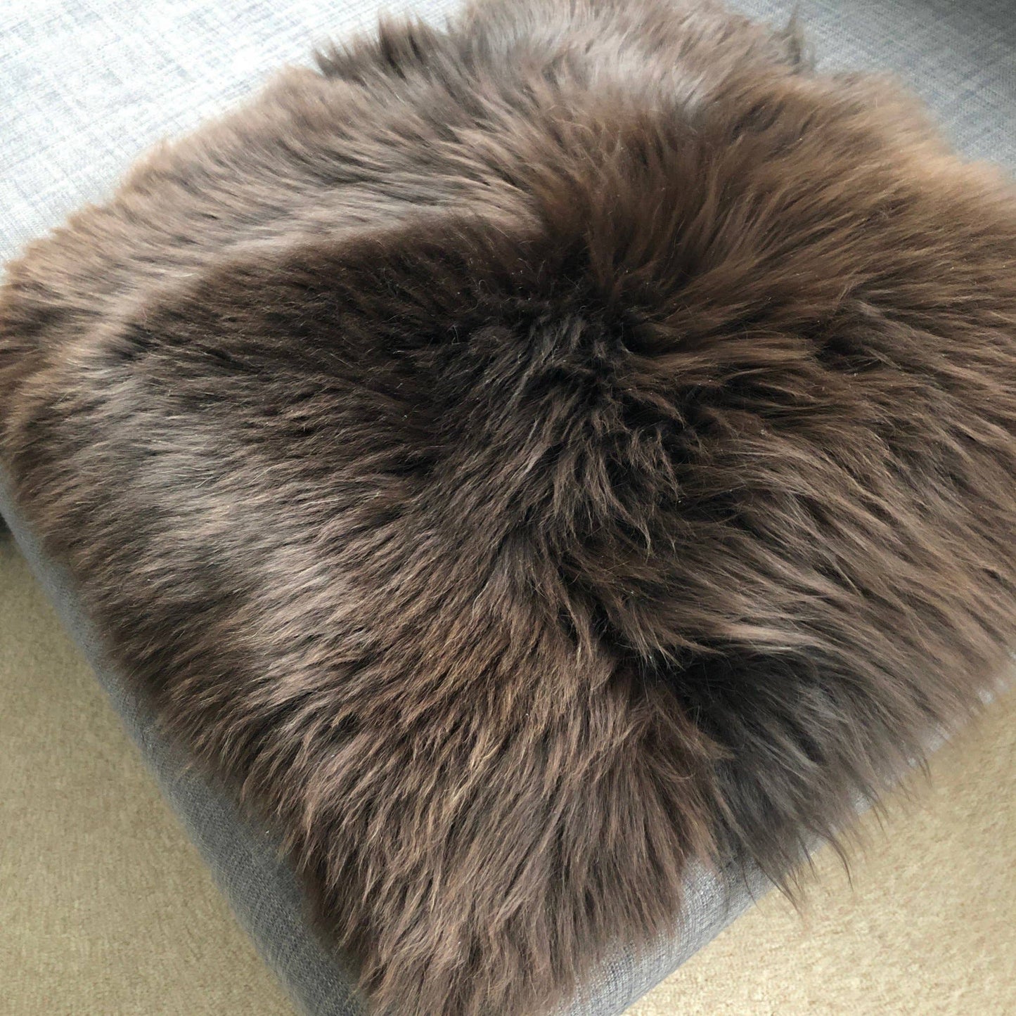 100% Real Eco Sheepskin Seat Pad Natural Brown