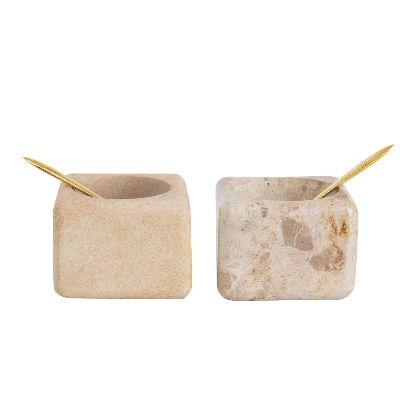 Marble Sandstone Pinch Pot with Brass Spoon